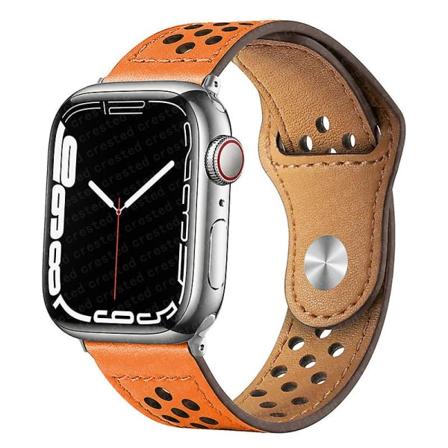 Nahkahihna Apple Watch Ranneke 49mm 44mm 40mm 45mm 41mm 42mm 38mm Correa Rannekoru Iwatch Series 3 4 5 6 Se 7 8 Ultra Strap Orange 42mm 44mm 45mm 49mm