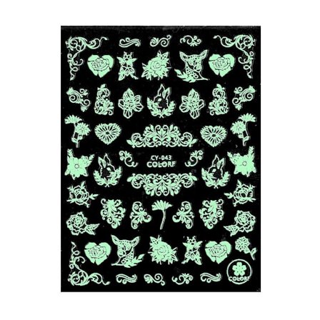 Klistermærker - Glød i UV-lys - CY-043 - Til negle