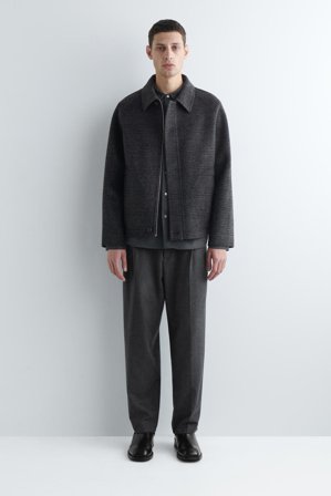 COS Homme Veste Réversible En Laine À Carreaux/chevrons Jacket in Gris