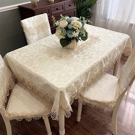 Stof Blomsterbroderet Blonder Dug Krølfri & Pletbestandig Stof Dug Borddækning til Køkken Middag - Lyseguld