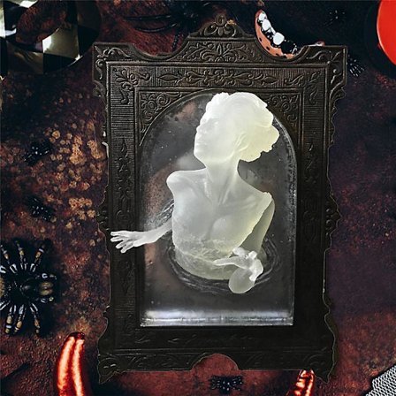 3d foto ramme væg klistermærke spøgelse spejl lysende ornament skulptur halloween dekoration mand