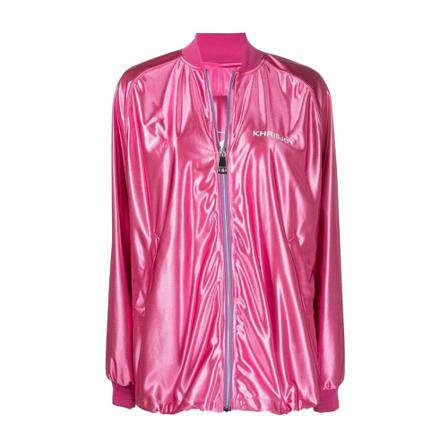 Khrisjoy, Satin Tracksuit Jacket Roze, Dames, Maat:S