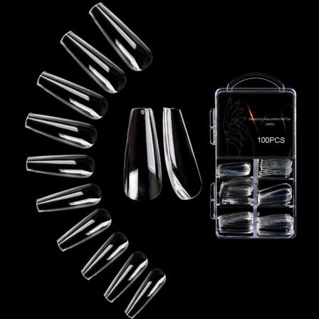 Klara långa kistnaglar, 100 st falska full cover balett