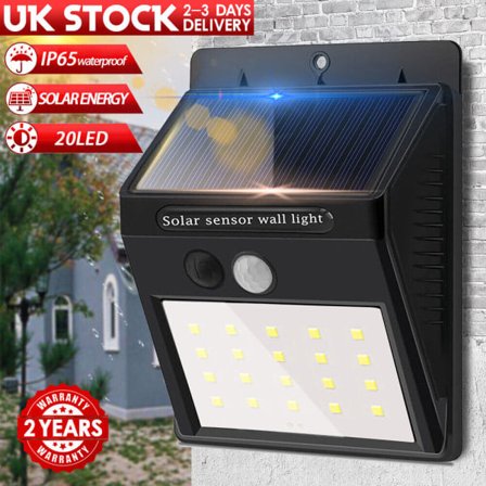 4 stk. Solcellelampe til Have Væglampe PIR Bevægelsessensor Vægsikkerhed Udendørs Vandtæt Lampe 2-pak