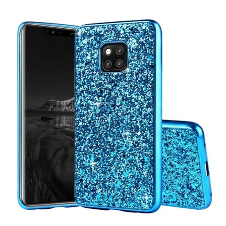 Huawei Mate 20 Pro galvaniserat hybrid plast mobilskal med glitter - Blå