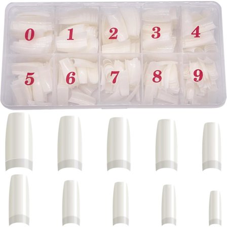 Naturliga Falska Naglar Franska Akrylnaglar Konstgjorda Naglar Spetsar (500 Stycken, 10 Storlekar)