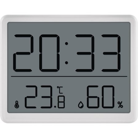 Digitalt rumtermometer og hygrometer med ur til bordplade/ophængning/magnetisk montering - LCD-skærm med visning af