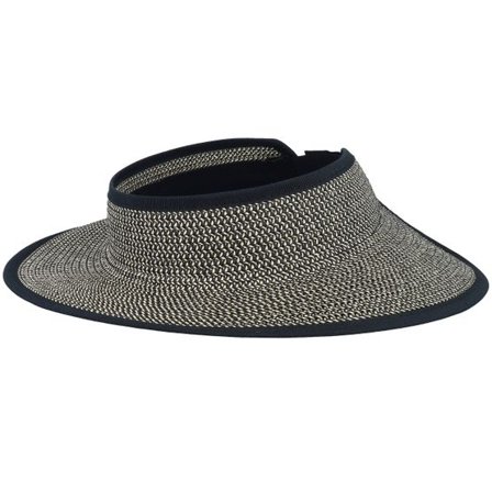 Seeberger - Beige visor Keps - Paper Mix Braid Linen/Black Visor @ Hatstore