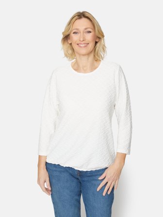 Brandtex - 3/4 Ærmet T-shirt – Råhvid – Med Struktur