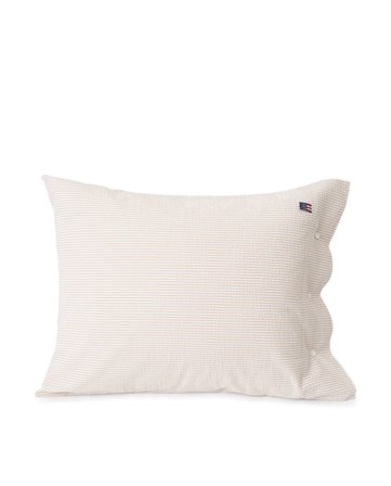 Lexington Beige/White Striped Cotton Seersucker Pillowcase