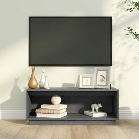 Vidaxl Tv-bänk Grå 90x35x35 Cm Massiv Furu Grå