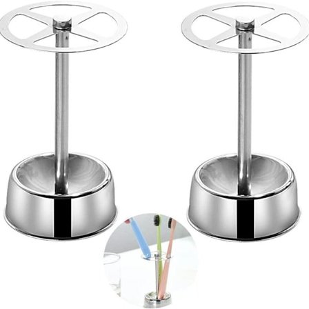 Tandbørsteholder i rustfrit stål, 2-pak, metal tandbørsteholder, badeværelse eller