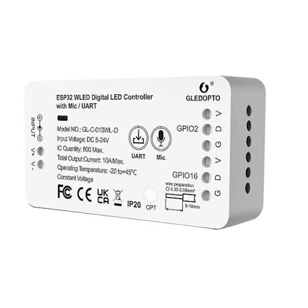ESP32 WLED LED Controller med Mikrofon UART Download Dynamiske Lysindstillinger til LED Strip Lys