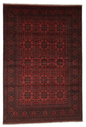 203X296 Alfombra Oriental Afghan Khal Mohammadi Negro/Rojo Oscuro (Lana, Afganistán)