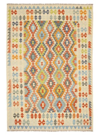 Kelim Afghan Old Stil Teppich Orientalischer Orange/Gelb (Wolle, )