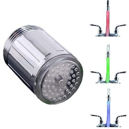 Färgglad LED-vattenkran, Ljus LED-kranmunstycke, 3 färger Temper