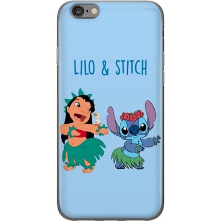 Kompatibelt Mobildeksel til Apple iPhone 6 Fargeglad illustrasjon av Lilo og Stitch som danser hula i gresskjørt