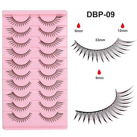 10 Par Manga Falska Ögonfransar, Naturliga, Långa och Tunna 0.04mm, Fox Style Ögonfransar