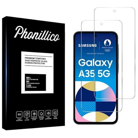 Suojakalvo - Phonillico - Samsung Galaxy A35 5G - 2 pakkausta - Karkaistu lasi - Naarmunkestävä