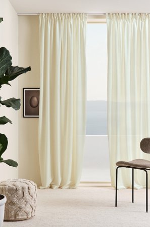 Jotex - Gardin Med Multifunksjonsbånd 2-pk Kremhvit - SIMONE - Kjøp Fløyelsgardiner hos Jotex