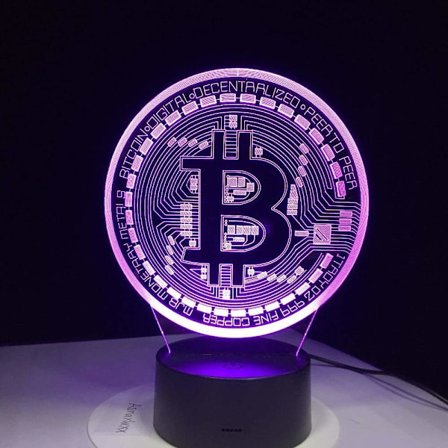 Lampe 3D nattlys illusjon LED Bitcoin skiltlampe modellering 7 fargerike USB skrivebordslampe baby soverom søvn inventar dekor gaver Christ