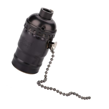 Vintage E27 Aluminium Skrivebordslampe med Trækkæde - Belysningsholder Skrue Sockel (Sort)