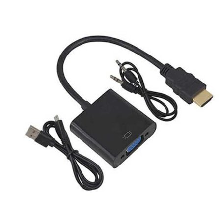 Kaapeli - HDMI (uros) VGA (naaras) + AUX-kaapeli