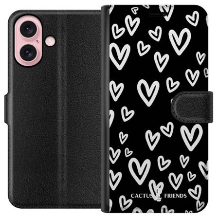 Kompatibelt Plånboksfodral till Apple Apple iPhone 16 Cactus and Friends - Handdrawn Love Chaos