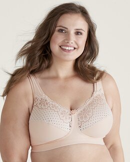 Bh utan bygel Cotton Bloom Vit/beige - B95 - Swegmark