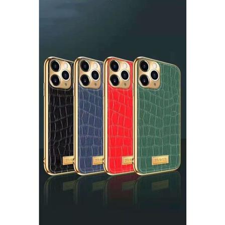 iPhone 12 Pro Max Cover aitoa nahkaa krokotiilikuvio kullattu ko Red one size