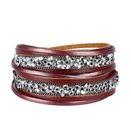 Röda armband dam armband läderarmband dam armband personliga flerskikts läderarmband dt8894