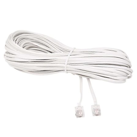 Vit hane 6P2C RJ11-kontakt Telefon Fax Modem Linjekabel, 14M för fast telefon