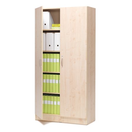 Büroschrank CLEO mit Schloss, 2000 x 1000 x 310 mm, Laminat Birke