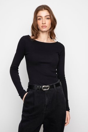 CAMILLA PIHL - Petronella Rib Boatneck - Black SizeXL