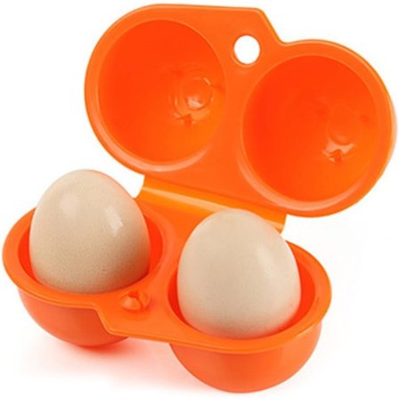 1 bærbar eggboks, 2 eggbeholdere, hardkokt egg