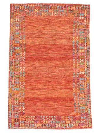 Kelim Afghan Old Style Teppe Håndvevd 195X298 Rød/Mørk Rød Afghanistan