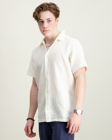 Jack & Jones JORNANTUCKET DOUBLE CLOTH SHIRT SS JNR Hvit Skjorter Gutt - Kids Brand Store