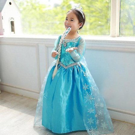 Frozen Elsa Dress Barn Flickor Mesh Princess Dress Barn Fancy Dress Kostym