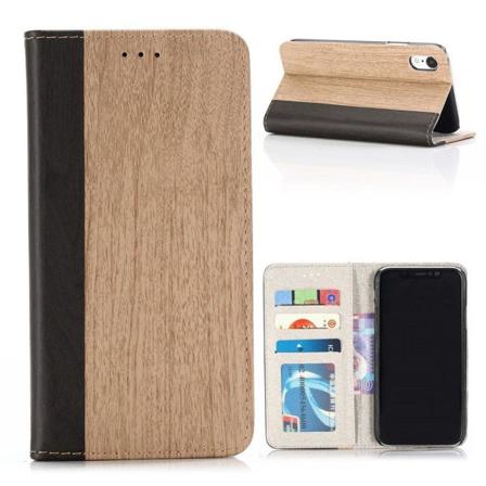 iPhone 9 Plus Parketti Rakenteinen Synteetti Nahka Lompakko Suojakotelo - Khaki Brown