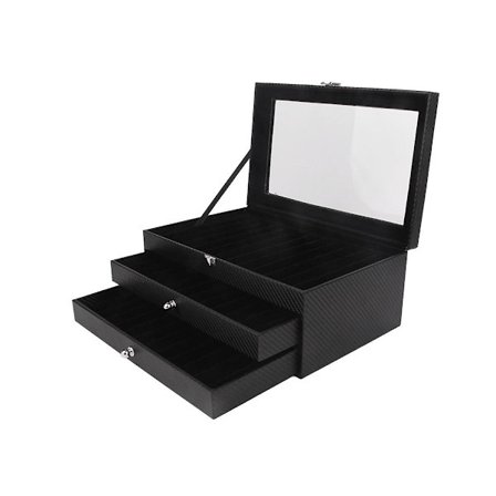 36 Slots Træ Pen Display Opbevaringsboks Luksus 3 Lag Pu Pen Etui Glas Vindue Fountain Etui Pen-