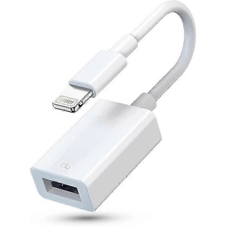 Lightning till USB-kameraadapter, USB 3.0 OTG datasynkroniseringskabeladapter kompatibel med iPhone/iPad, USB hona stöder anslutning av kortläsare, 