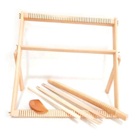 DIY Tekstilvevstol i Massivt Tre, Håndlaget, Spinningshjul for Voksne, Vevemaskin for Barn