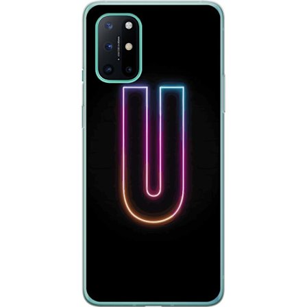 Kompatibel Mobilcover til OnePlus OnePlus 8T Minimalistisk neonbogstav U i farverig lyseffekt mod sort baggrund
