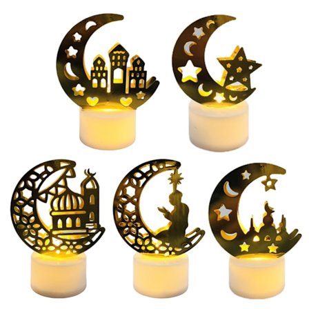 5 stk LED Eid Ramadan lys muslimsk dekor pynt muslimsk LED lys festtilbehør