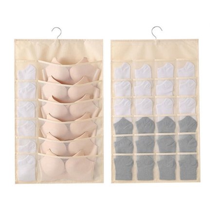 Hängande förvaringsväska Dubbelsidig Organizer BEIGE 36 GRIDS 36