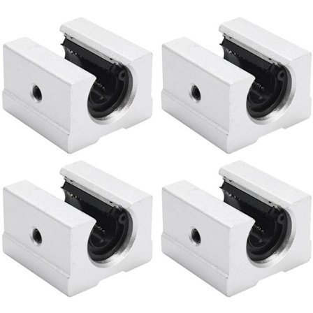4 x SBR12UU 12mm Aluminium Linjär Rörelse Router Lager, Silver