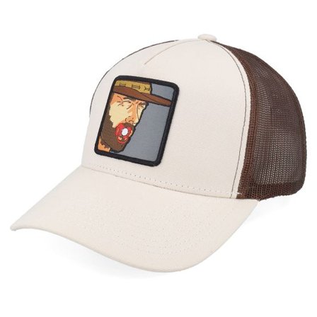 BOOM - Beige trucker Keps - Grown Man With Pacifier Canvas Beige/Brown A-frame Trucker @ Hatstore