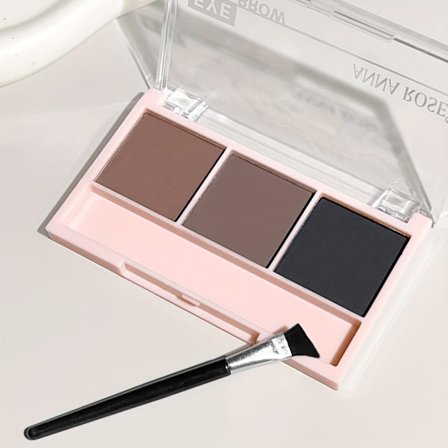3-Farvet Øjenbrynspudder Palette, Naturligt 3D Bryn Look, Langtidsholdbar, Vandtæt, med Børste til Alle Hudtyper, Mat Finish Makeup