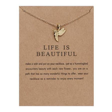 Life Is Beautiful -halsband Med Fågel 18k Guldpläterad Gåva Koli Guld One Size
