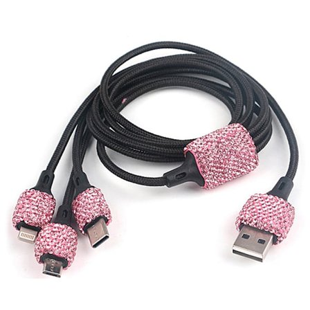 Kvinder Krystal Dual USB Port Bil Hurtig Rhinestones Bling Oplader